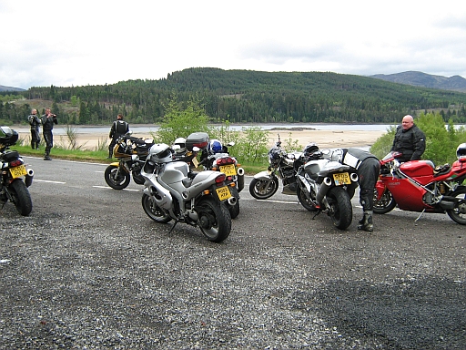  Bikers in a layby on the A86 towards Dalwhinnie